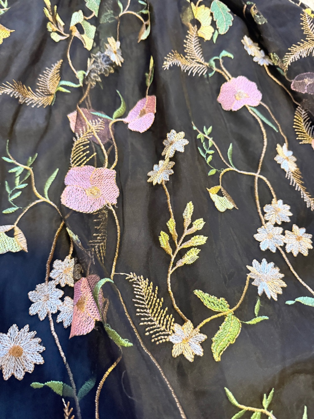 H&M Black Floral Embroidered Tulle A Line Skirt - 4 - Picture 2 of 5